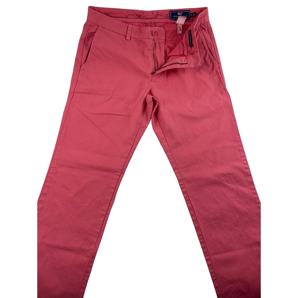 VINEYARD VINES MENS 32X32 PINK SLIM SOFT 100% COTTON BREAKER KHAKI/CHINO PANTS